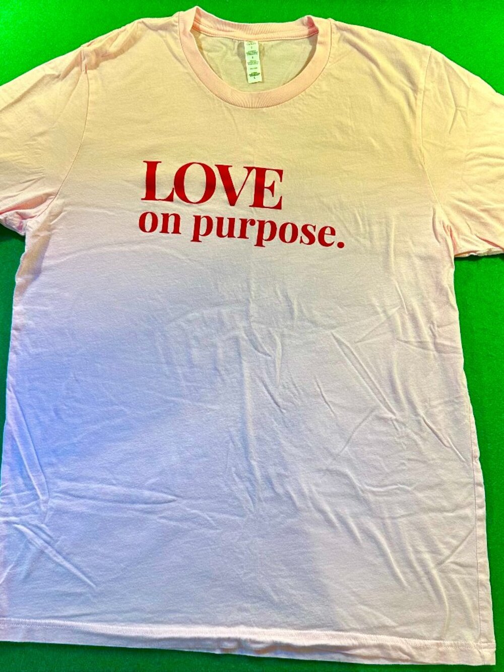 Pink “Love on Purpose.” Graphic Tee Size Large
